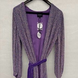 NWT Retrofete Lavender Purple Metallic Wrap Dress. Absolutely stunning.